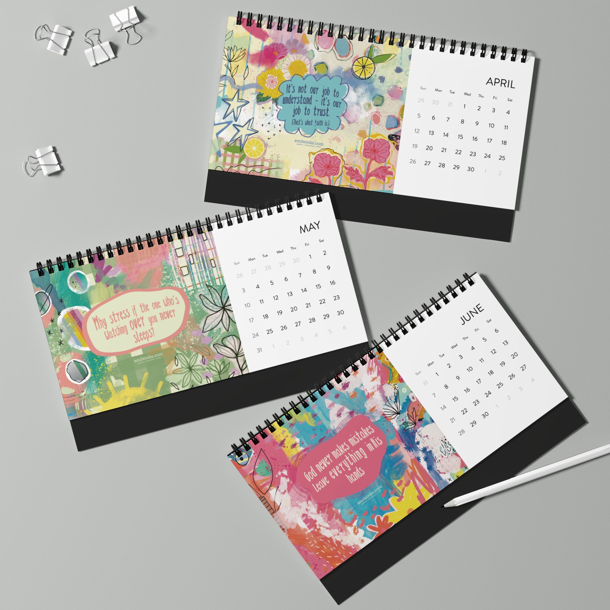 abstract floral 2026 desktop calendar | spiral grid planner abstract floral 2026 desktop calendar | spiral grid planner