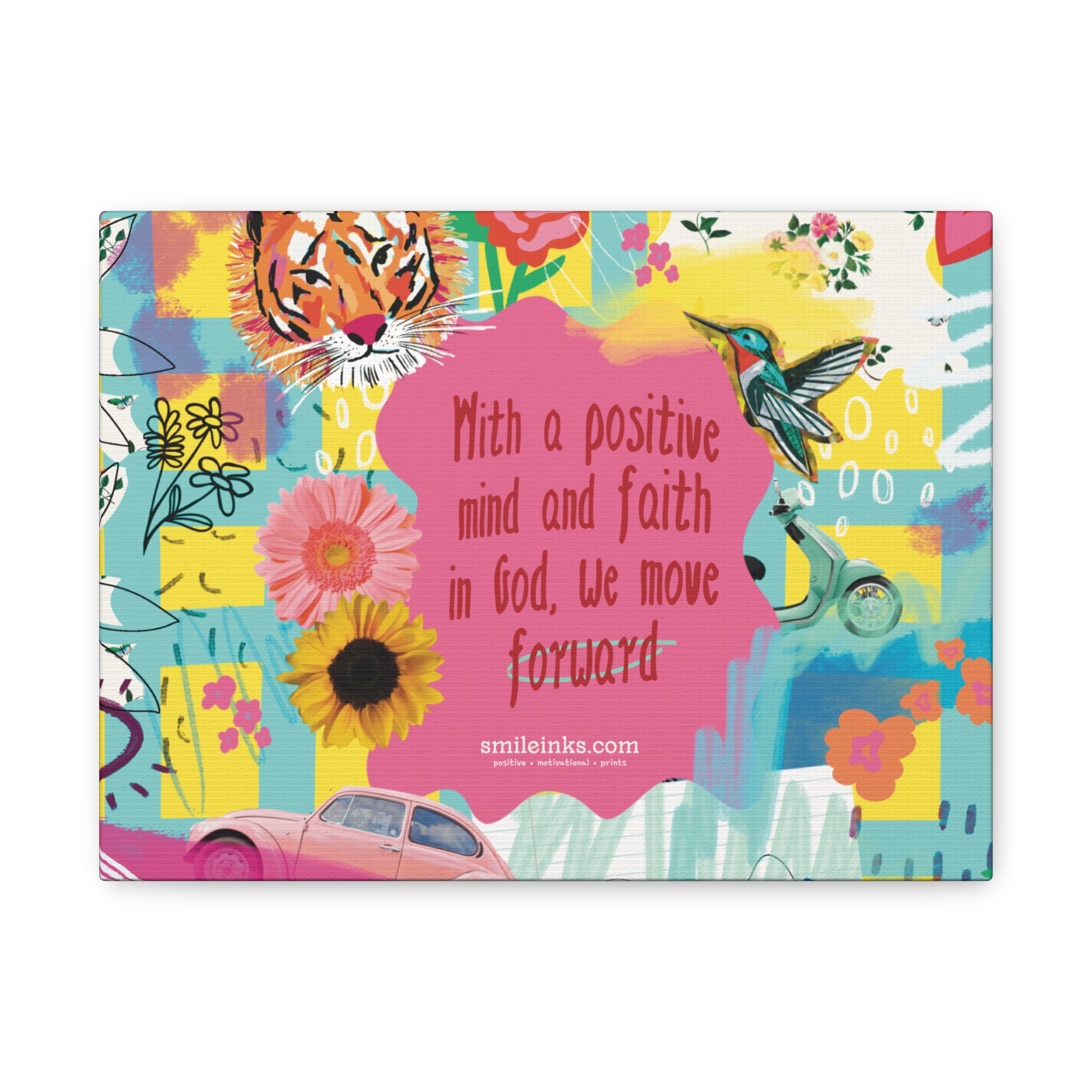 inspirational faith canvas: "with a positive mind and faith in god, we move forward" matte stretched wall art inspirational faith canvas: "with a positive mind and faith in god, we move forward" matte stretched wall art