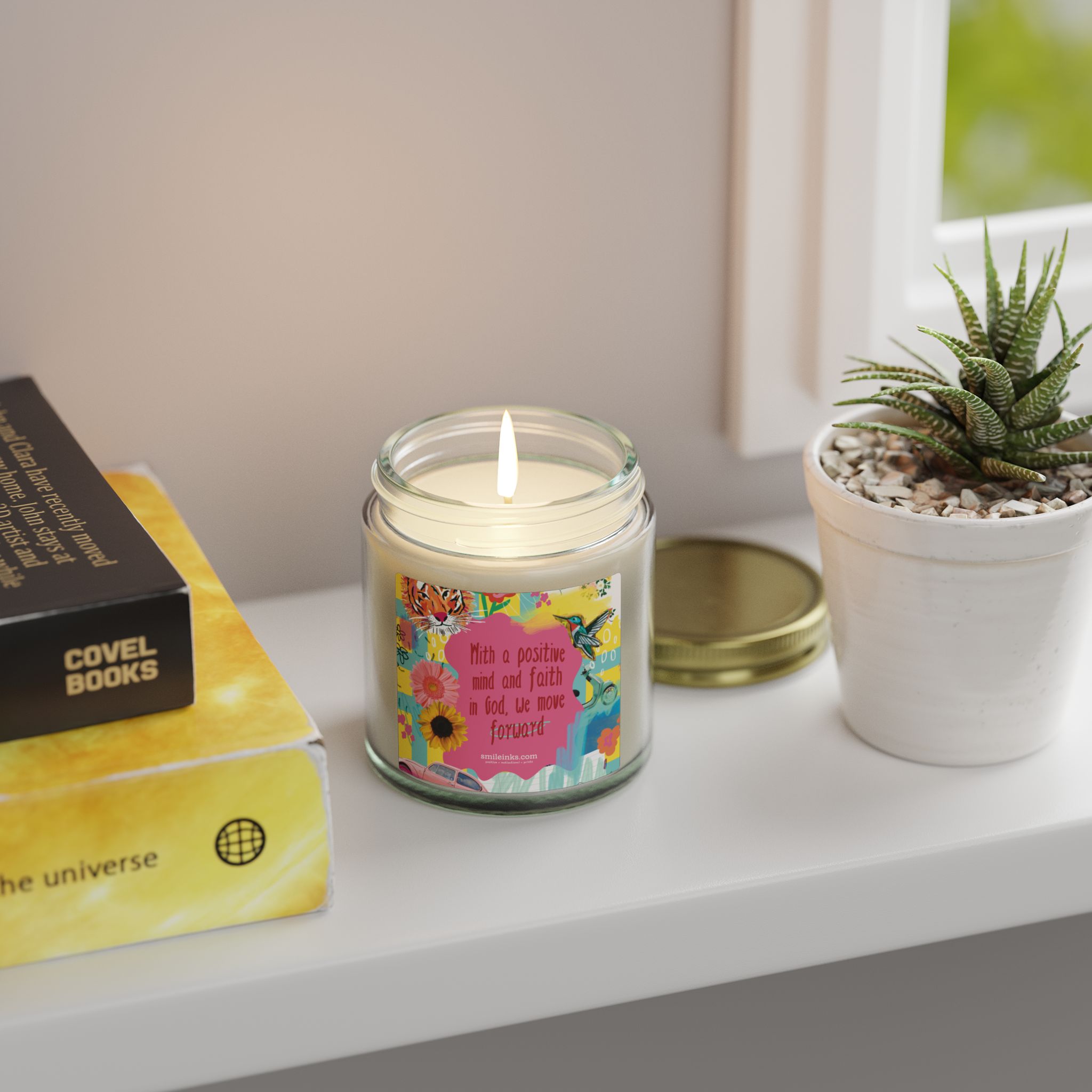 positive faith floral quote candle | scented coconut apricot wax positive faith floral quote candle | scented coconut apricot wax