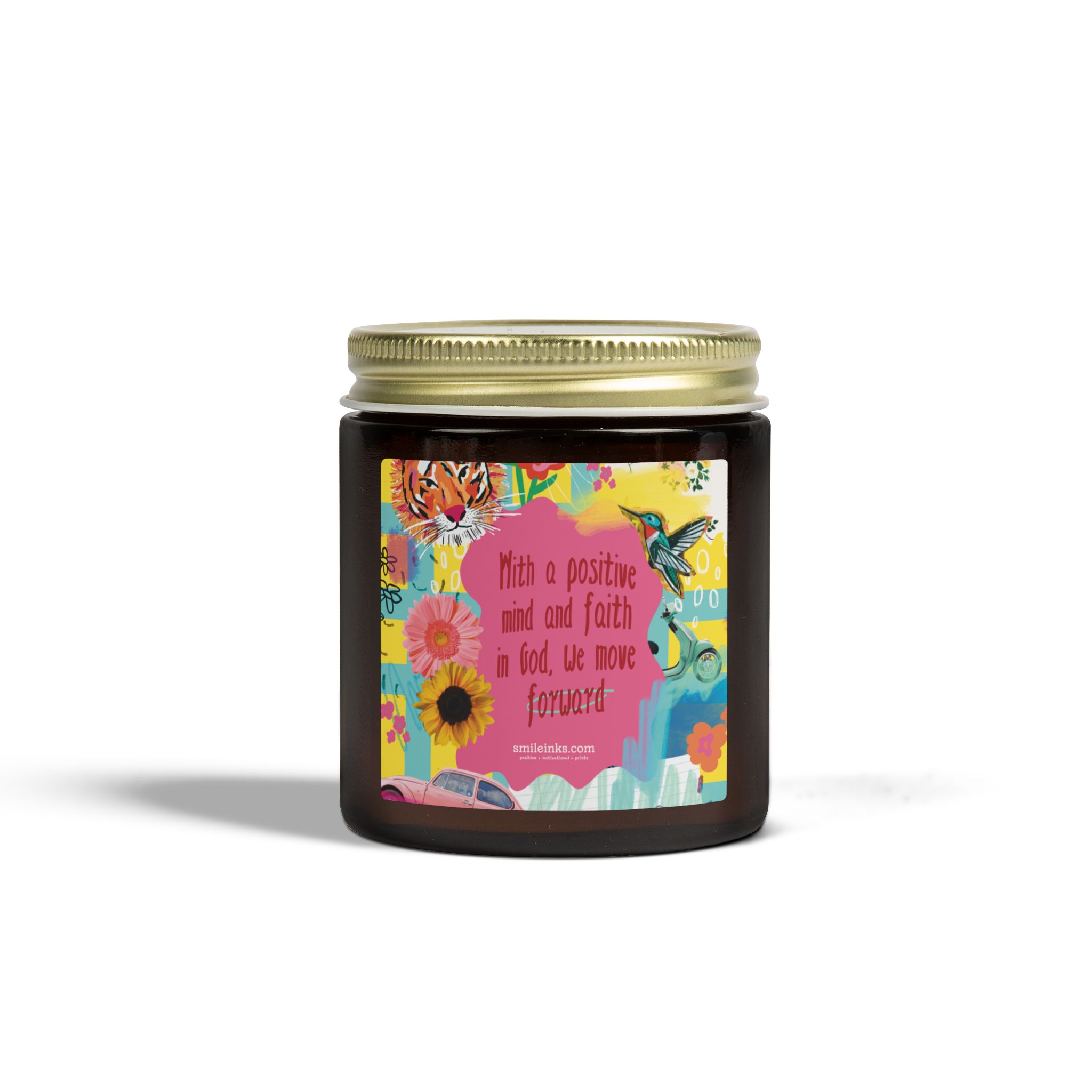 positive faith floral quote candle | scented coconut apricot wax positive faith floral quote candle | scented coconut apricot wax