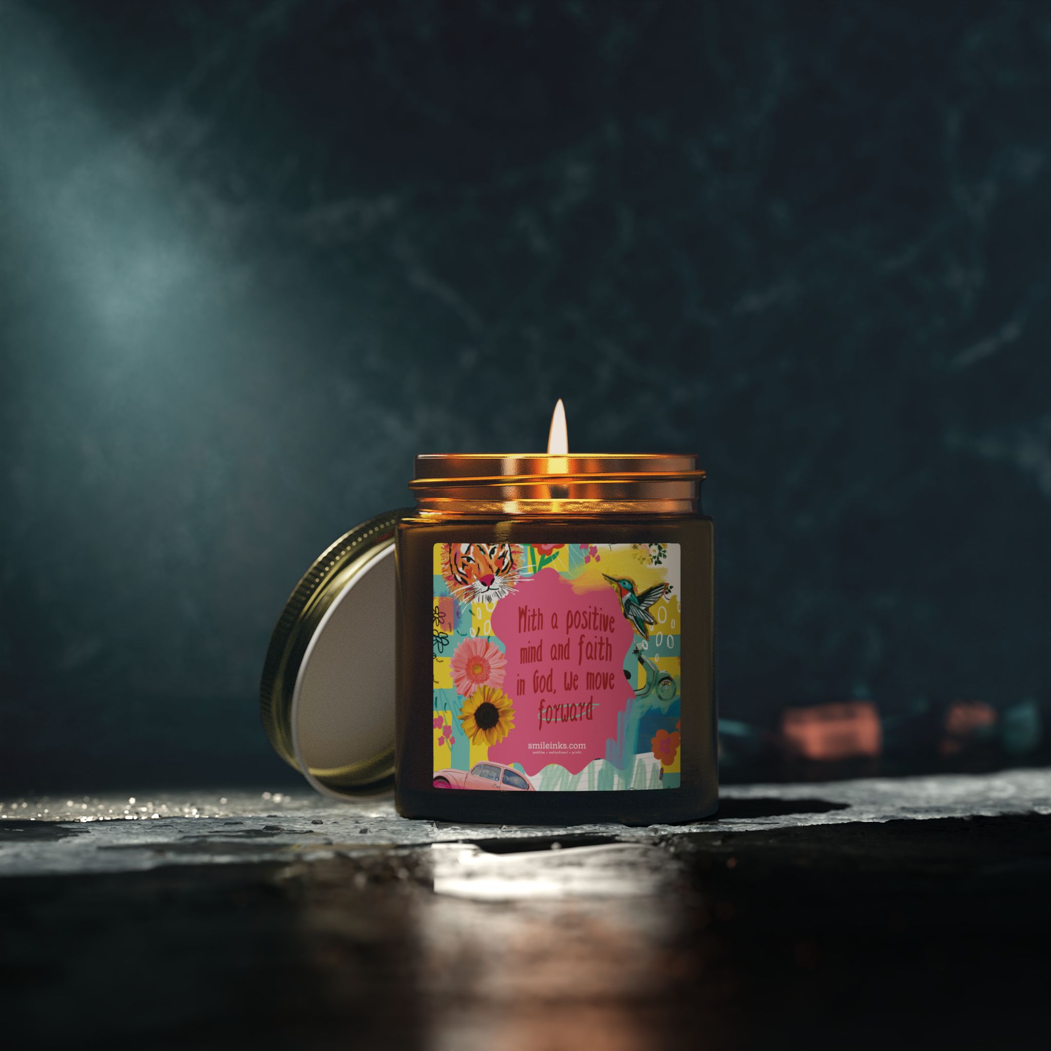 positive faith floral quote candle | scented coconut apricot wax positive faith floral quote candle | scented coconut apricot wax