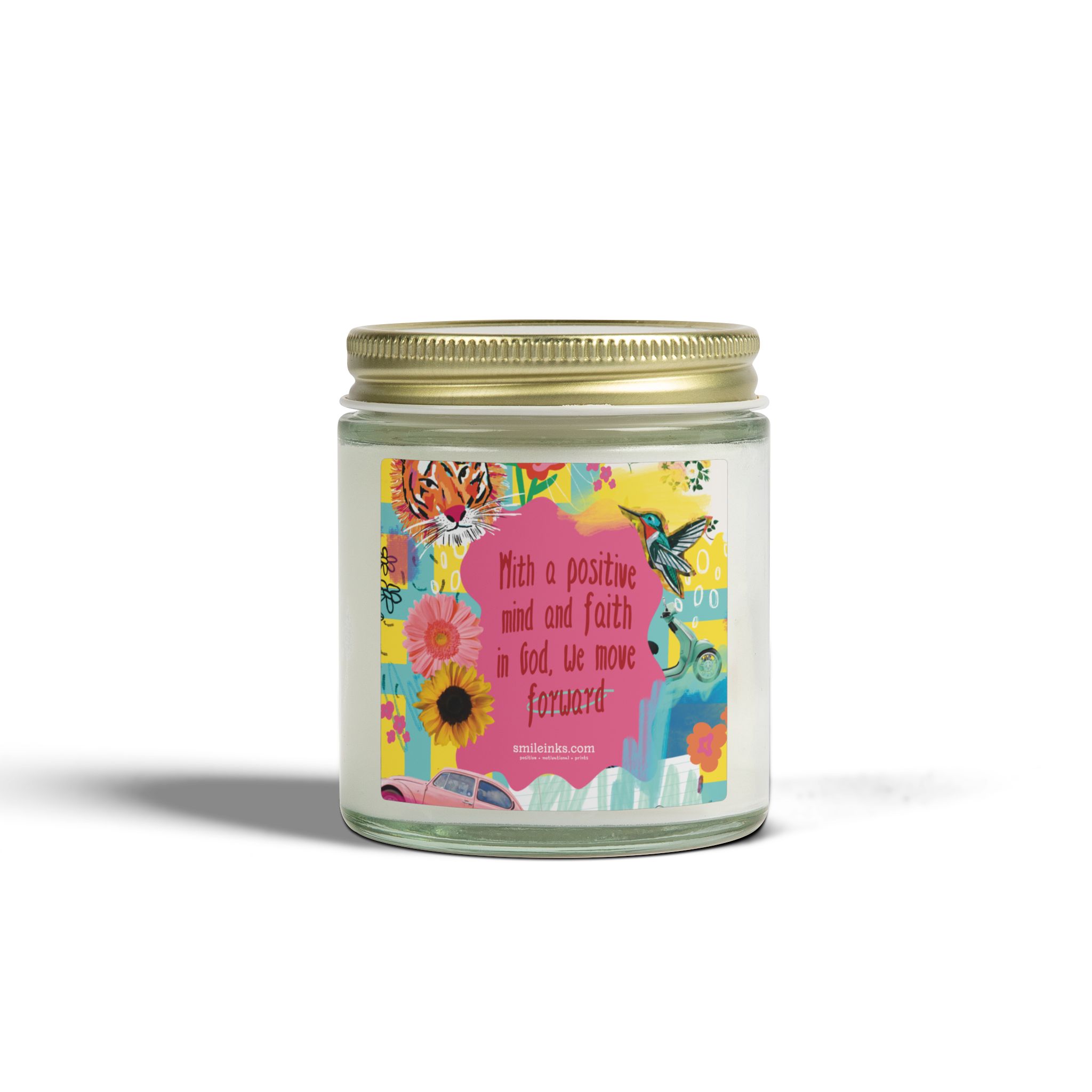positive faith floral quote candle | scented coconut apricot wax positive faith floral quote candle | scented coconut apricot wax
