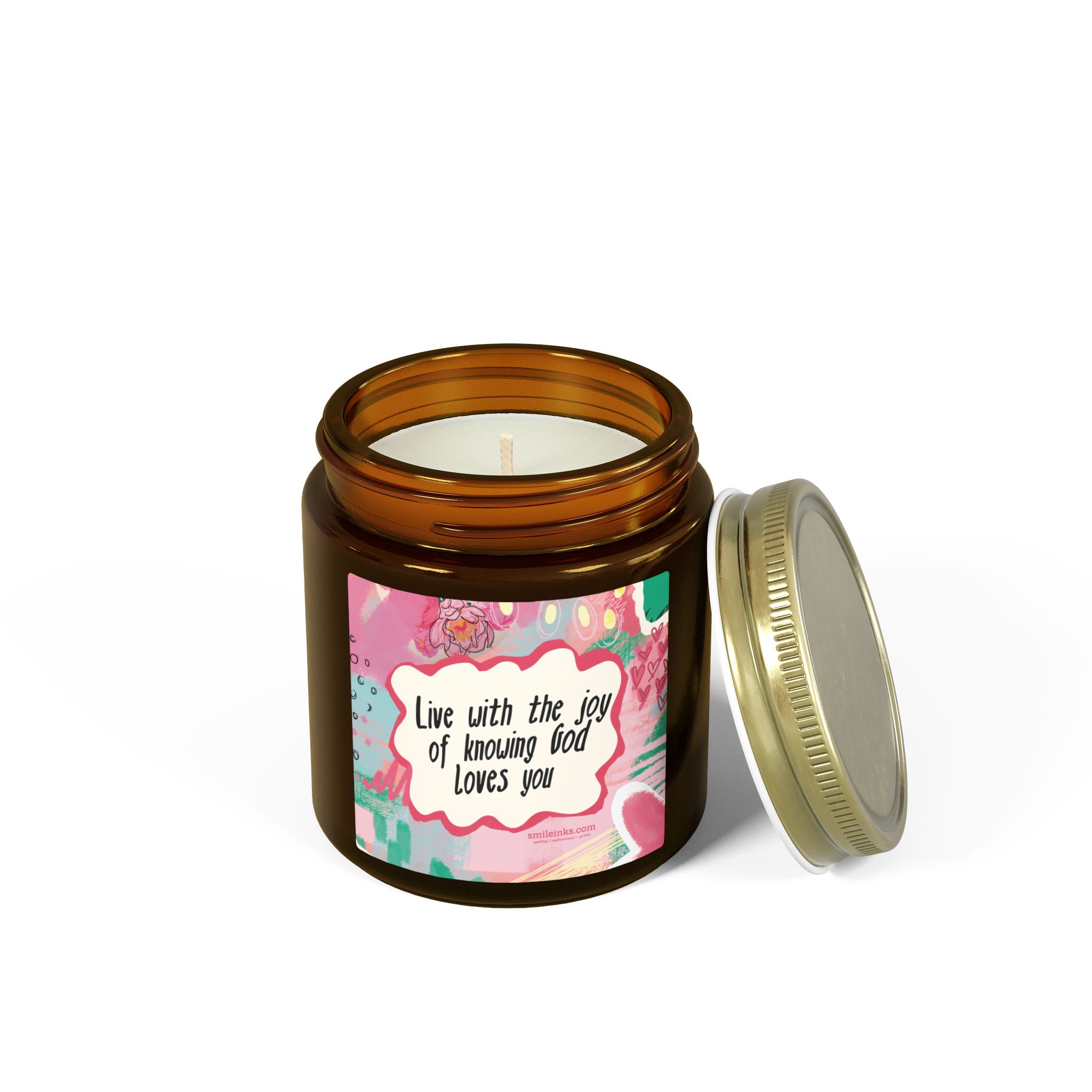 live with the joy of knowing god loves you candle | coconut apricot wax live with the joy of knowing god loves you candle | coconut apricot wax