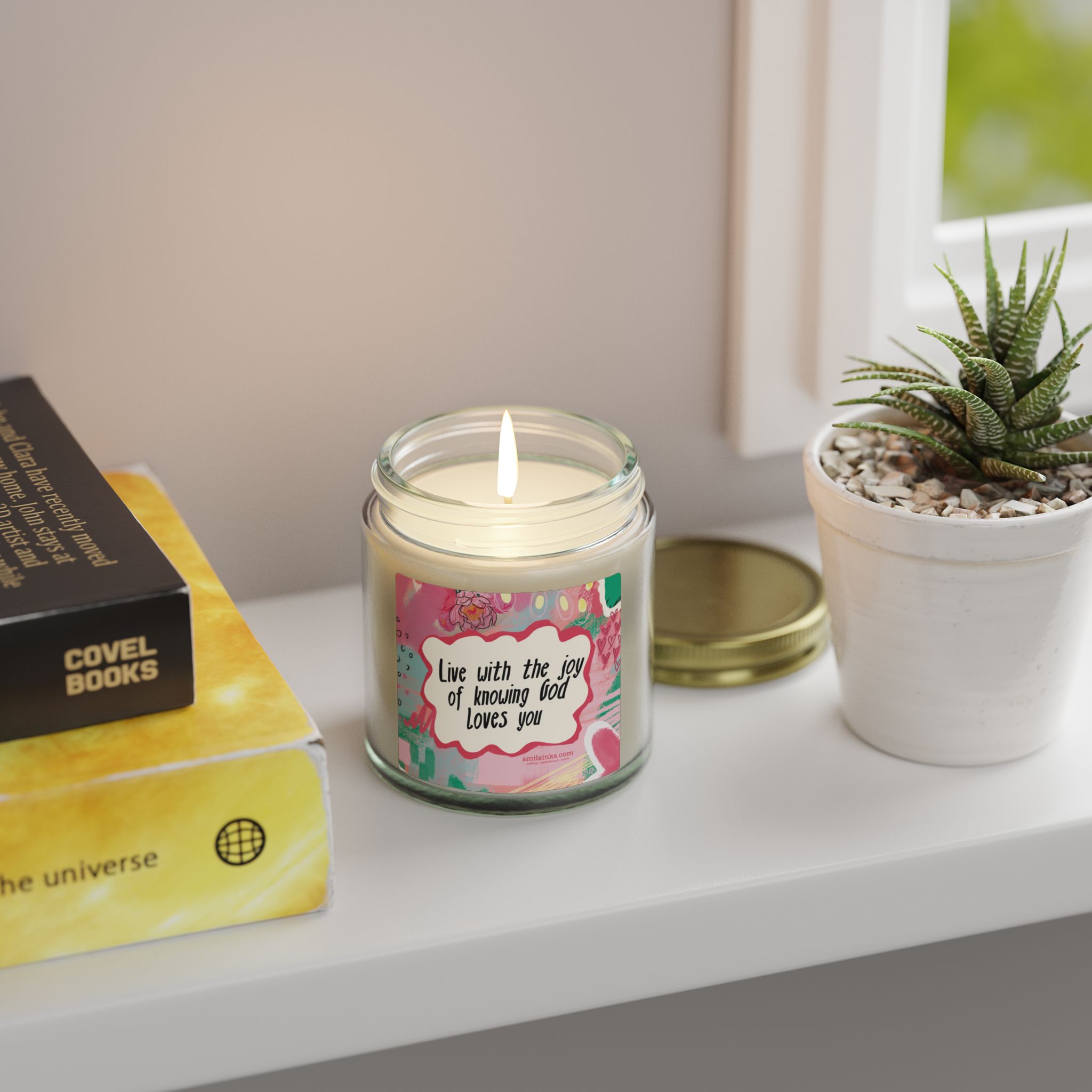 live with the joy of knowing god loves you candle | coconut apricot wax live with the joy of knowing god loves you candle | coconut apricot wax