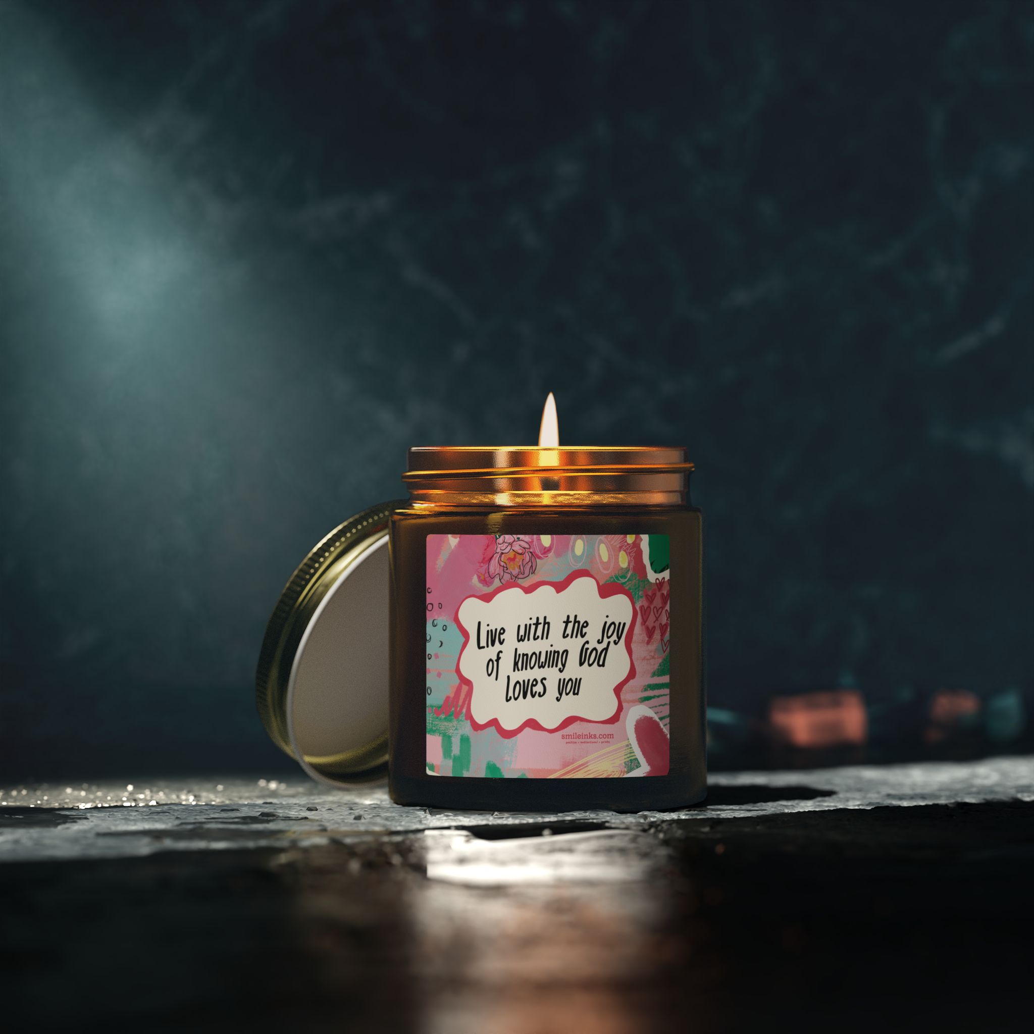live with the joy of knowing god loves you candle | coconut apricot wax live with the joy of knowing god loves you candle | coconut apricot wax