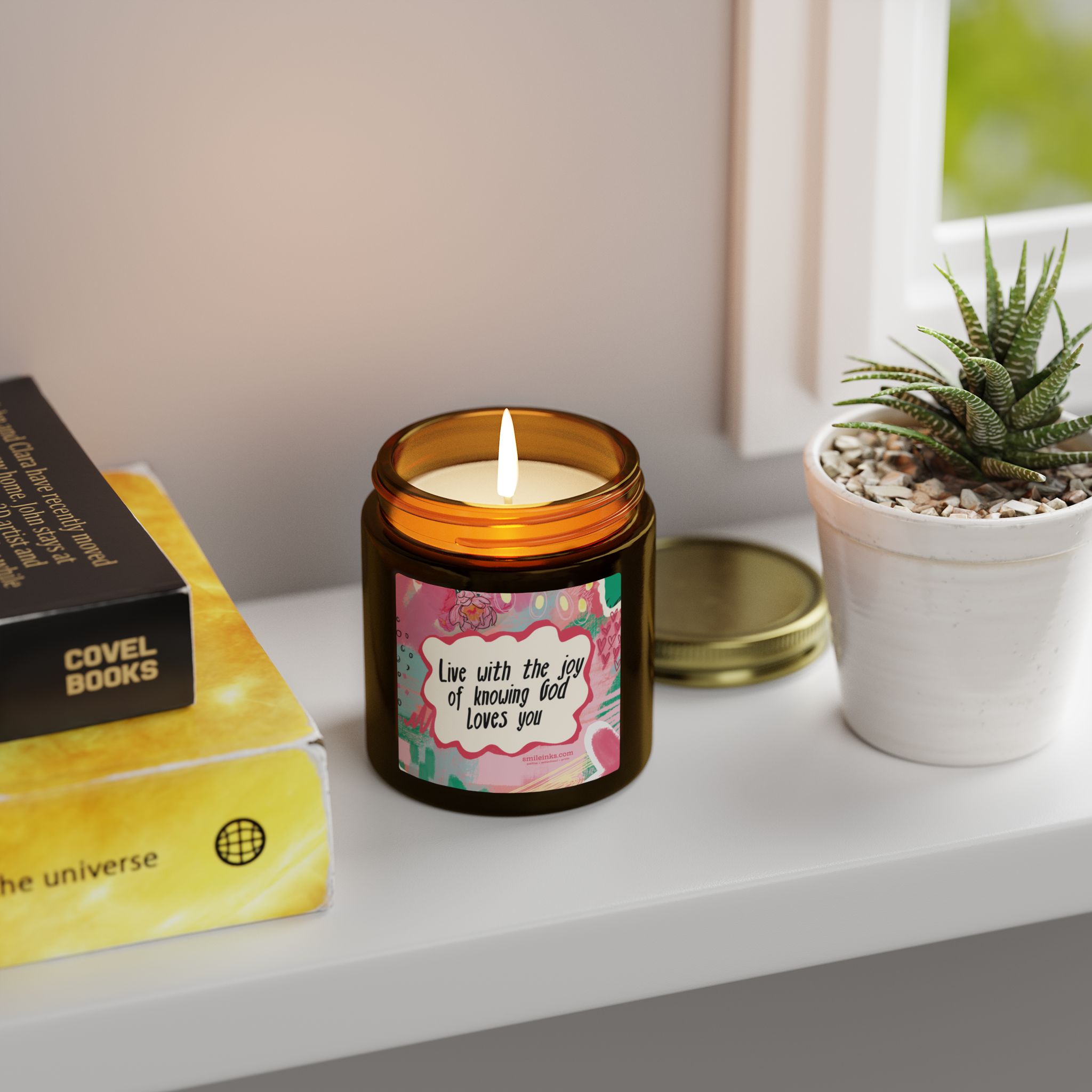 live with the joy of knowing god loves you candle | coconut apricot wax live with the joy of knowing god loves you candle | coconut apricot wax