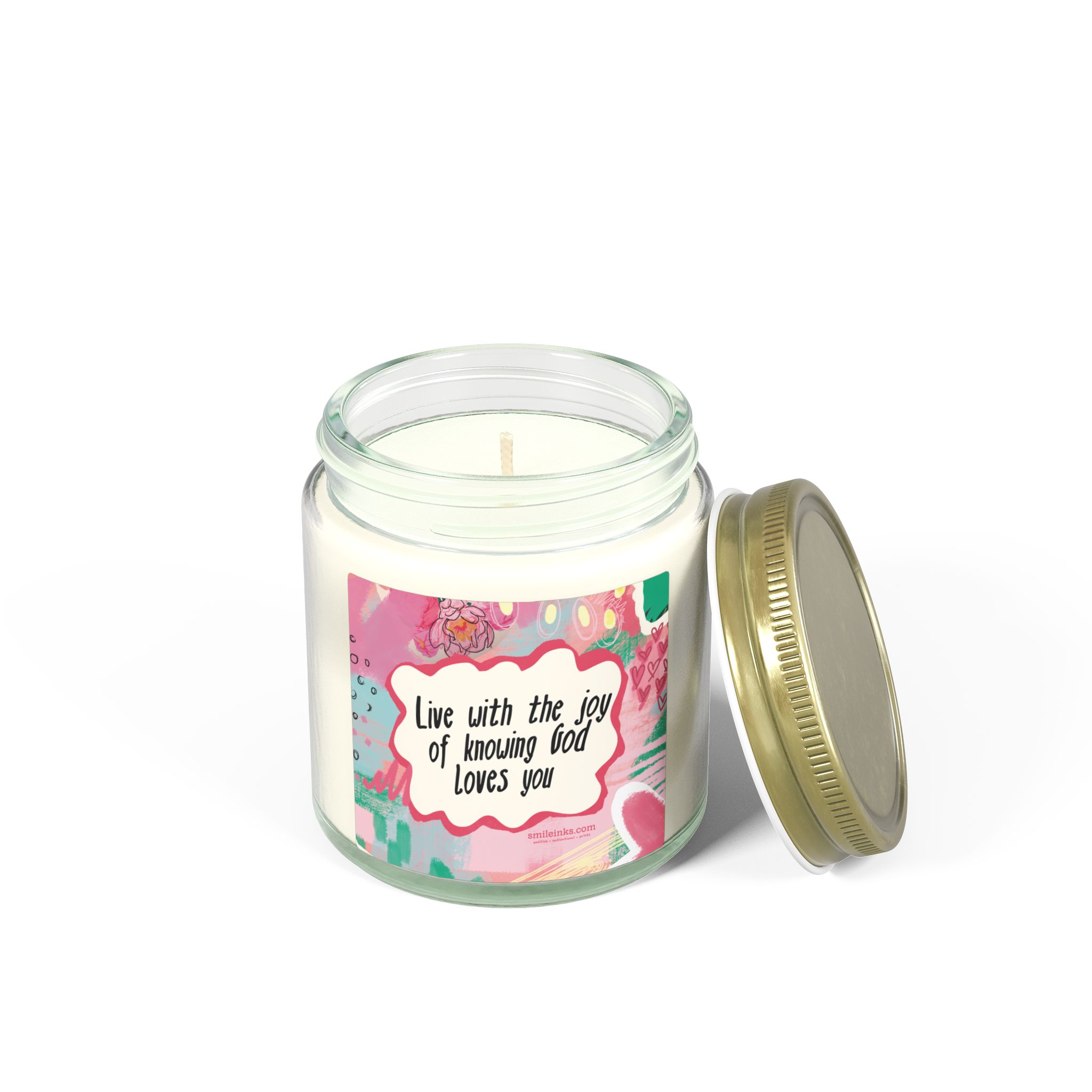 live with the joy of knowing god loves you candle | coconut apricot wax live with the joy of knowing god loves you candle | coconut apricot wax