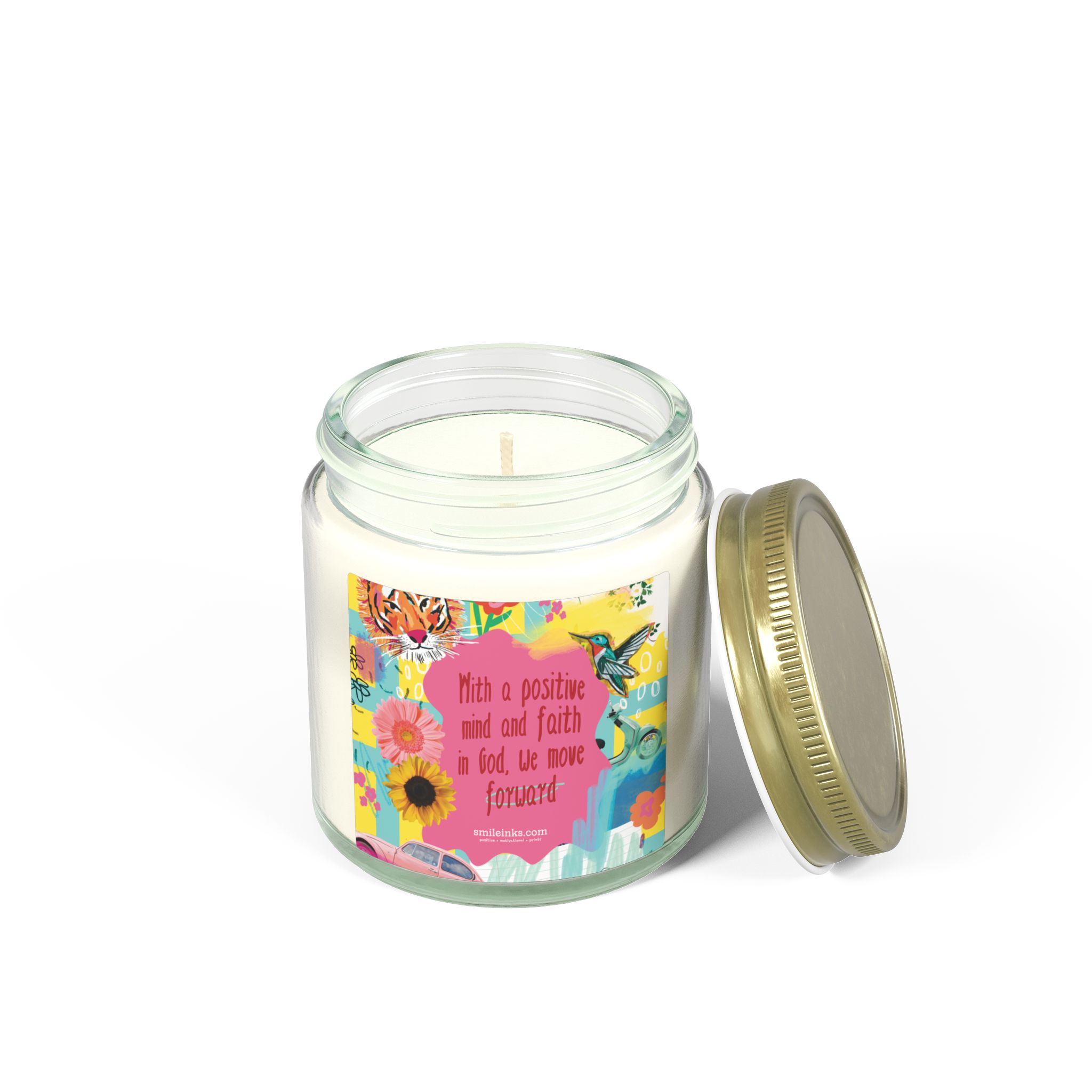 positive faith floral quote candle | scented coconut apricot wax positive faith floral quote candle | scented coconut apricot wax