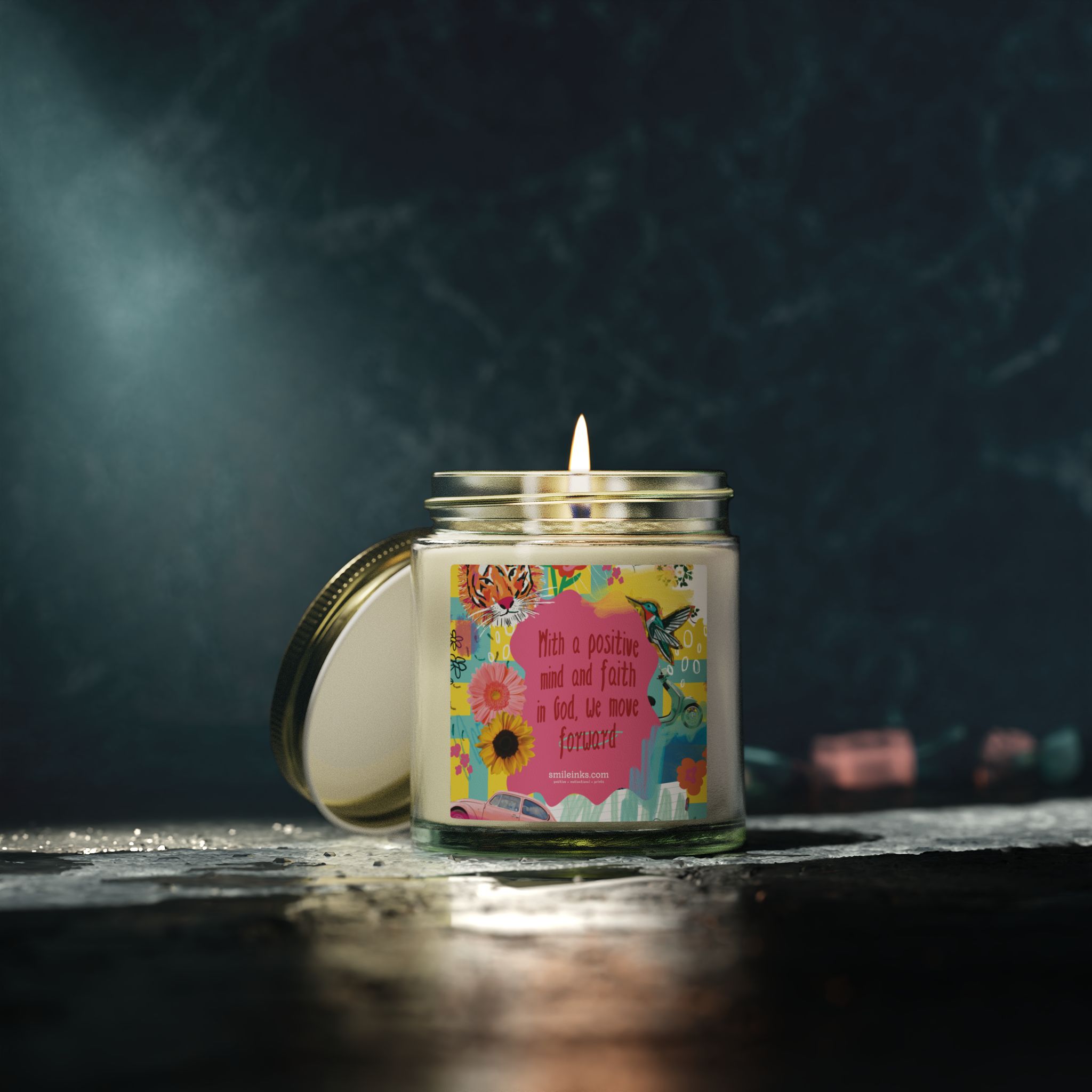 positive faith floral quote candle | scented coconut apricot wax positive faith floral quote candle | scented coconut apricot wax