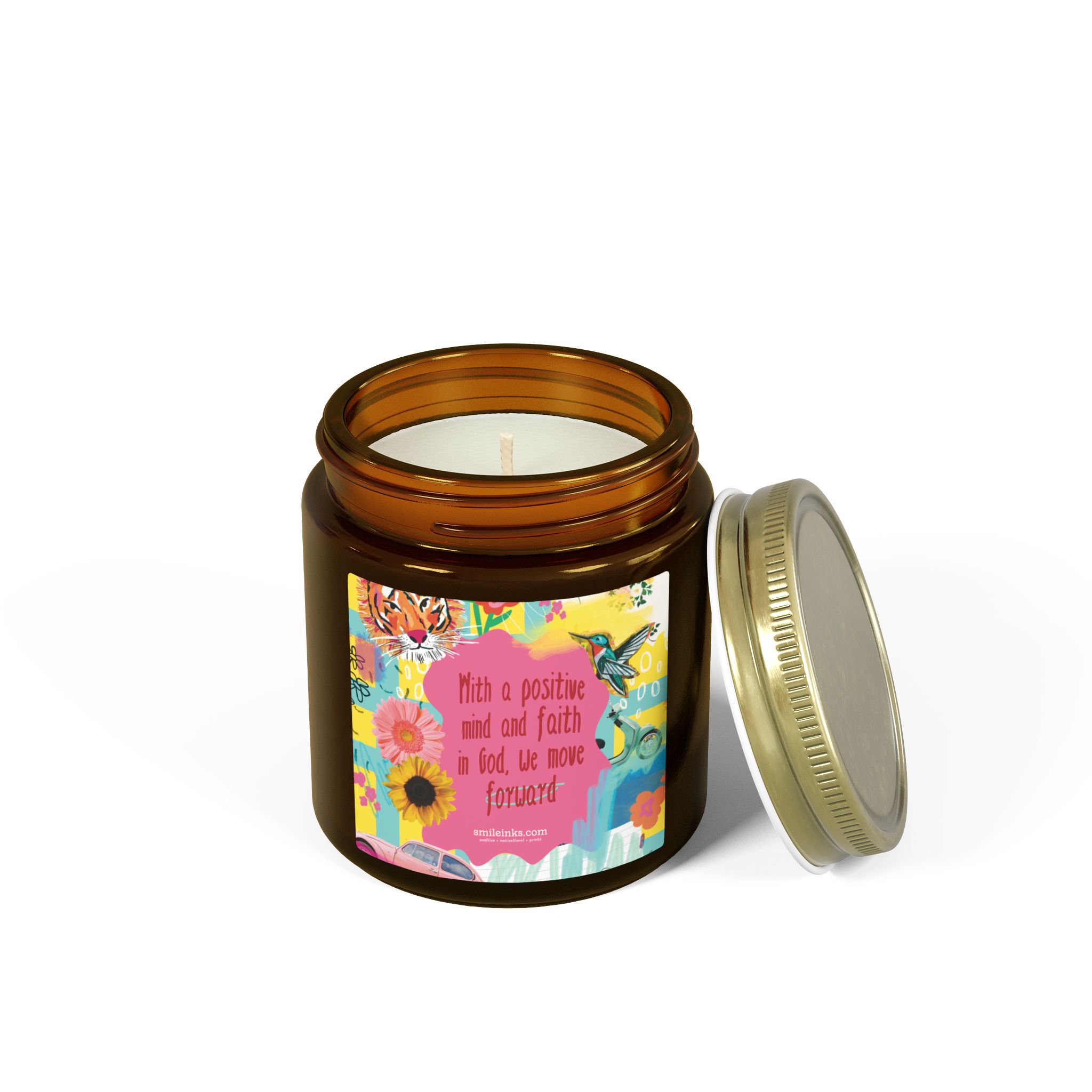 positive faith floral quote candle | scented coconut apricot wax positive faith floral quote candle | scented coconut apricot wax