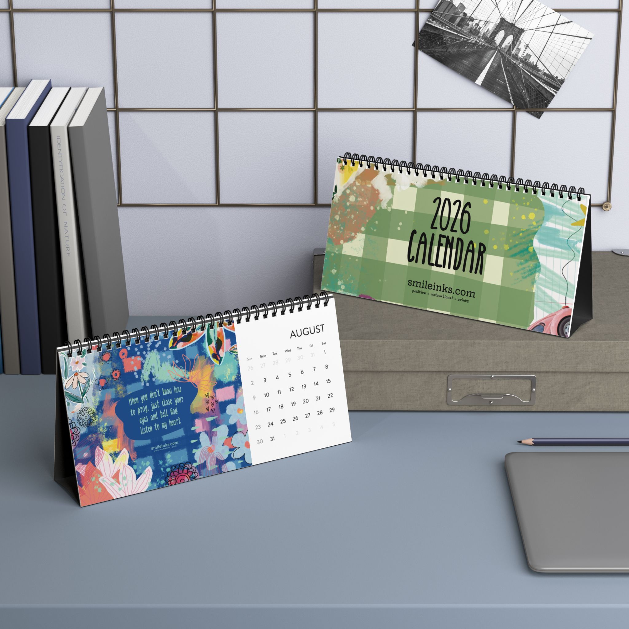 abstract floral 2026 desktop calendar | spiral grid planner abstract floral 2026 desktop calendar | spiral grid planner