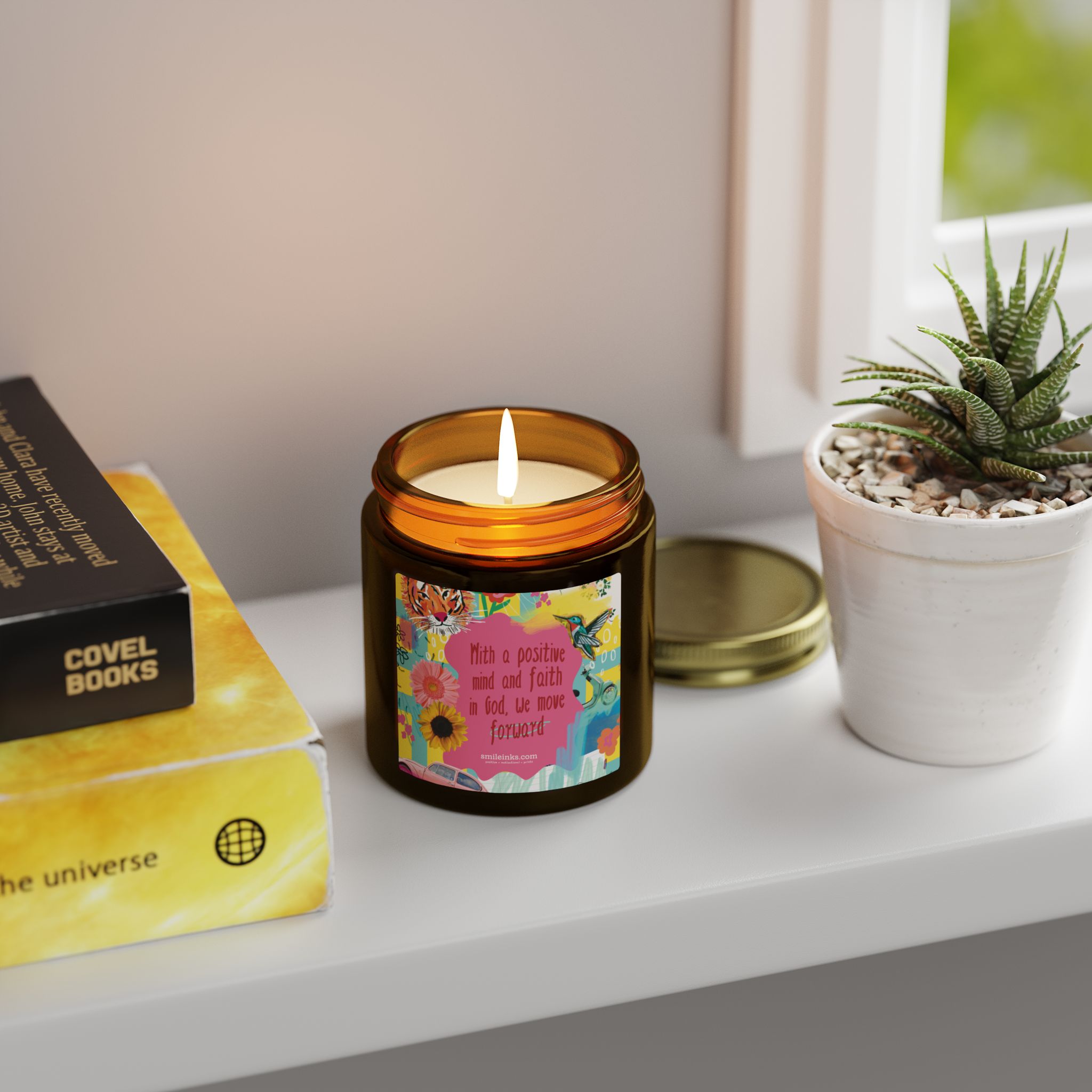 positive faith floral quote candle | scented coconut apricot wax positive faith floral quote candle | scented coconut apricot wax