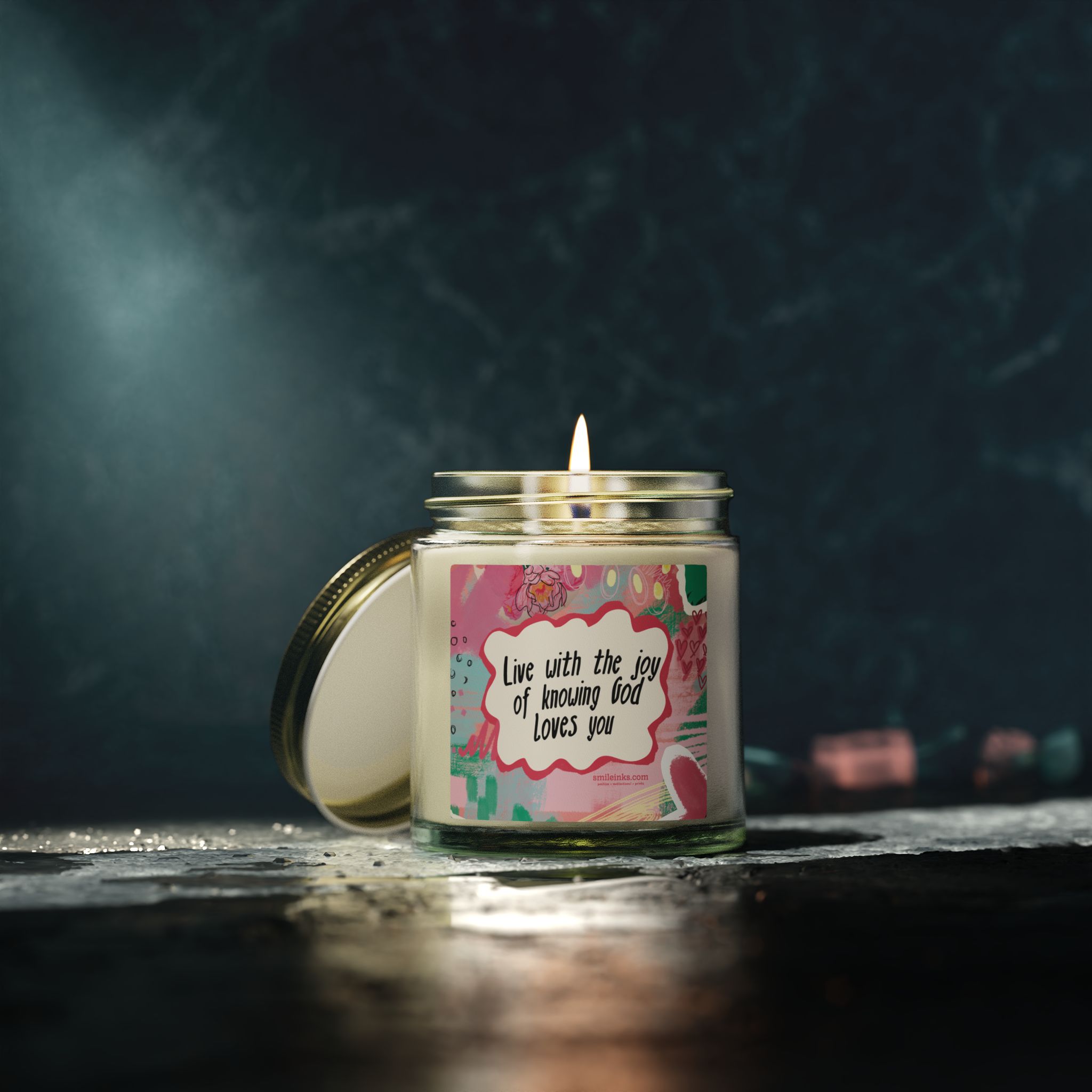 live with the joy of knowing god loves you candle | coconut apricot wax live with the joy of knowing god loves you candle | coconut apricot wax