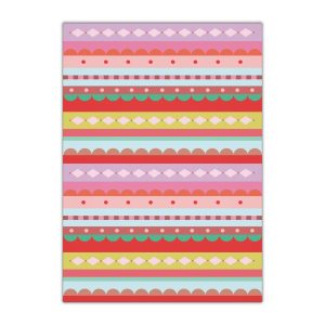 striped festive gift wrap sheet — colorful scallop & diamond pattern
