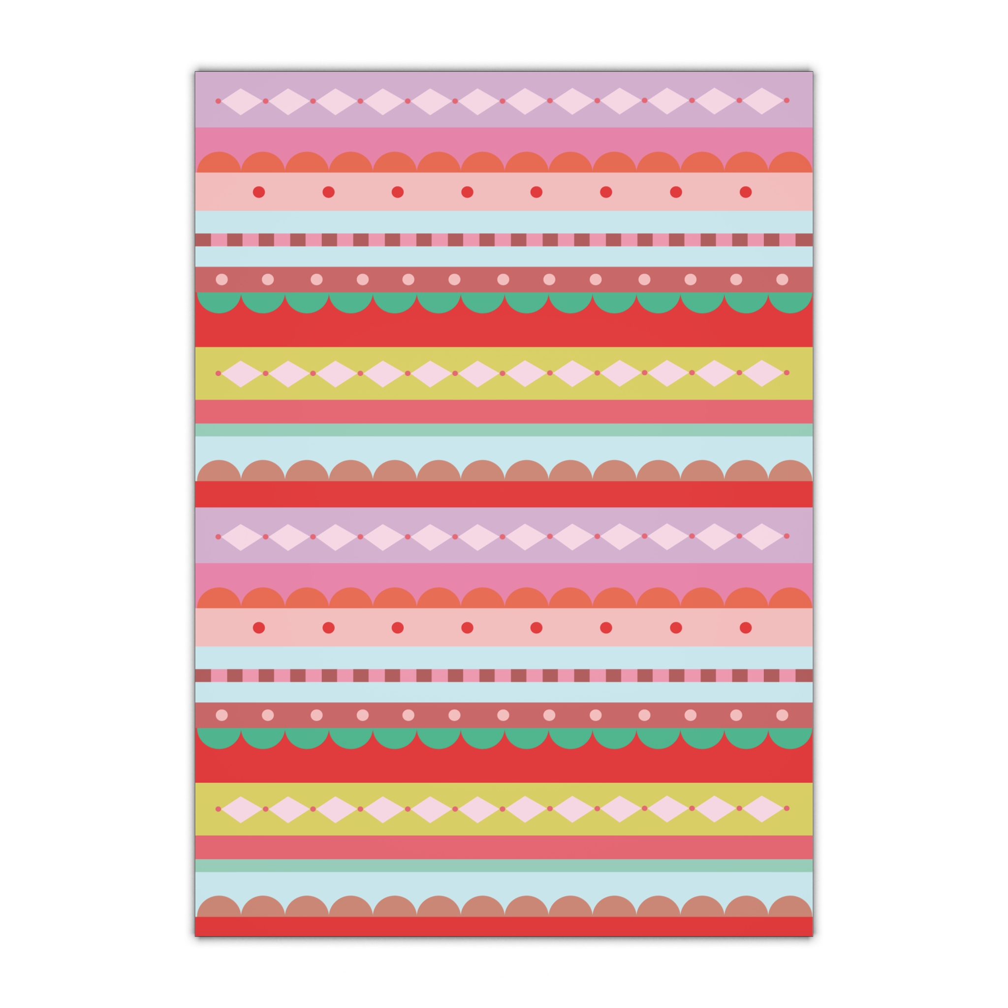 striped festive gift wrap sheet — colorful scallop & diamond pattern striped festive gift wrap sheet — colorful scallop & diamond pattern